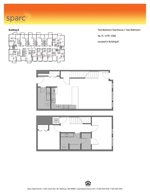 Floor plan for 2 beds, 2 baths, 1170 sqft